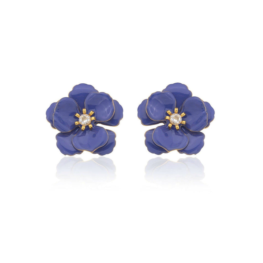 Milou Light Blue & White Viola Flower Earrings - Maison OrientMilou JewelryMaison OrientJewelry