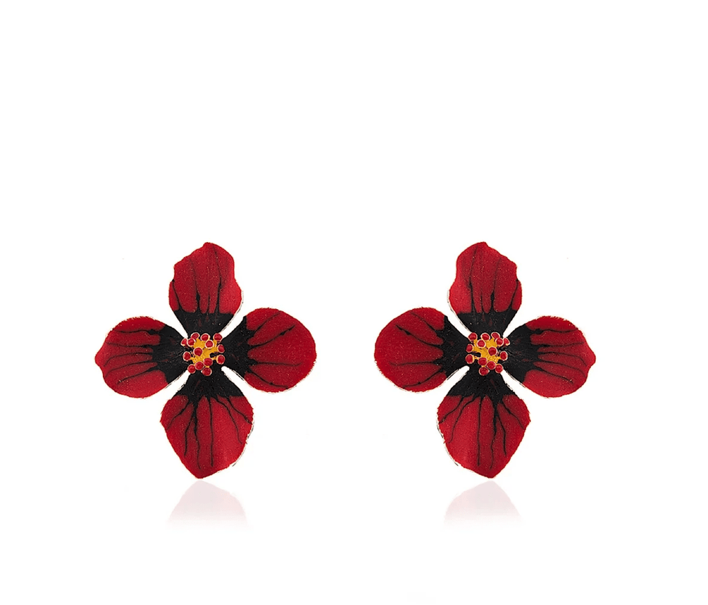 Milou Matte Red Clover Flower Earrings - Maison OrientMilou JewelryMaison OrientJewelry