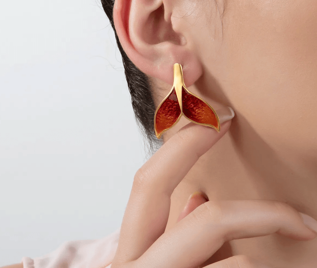 Milou Orange Ombre Whale Tail Earrings - Maison OrientMilou JewelryMaison OrientJewelry