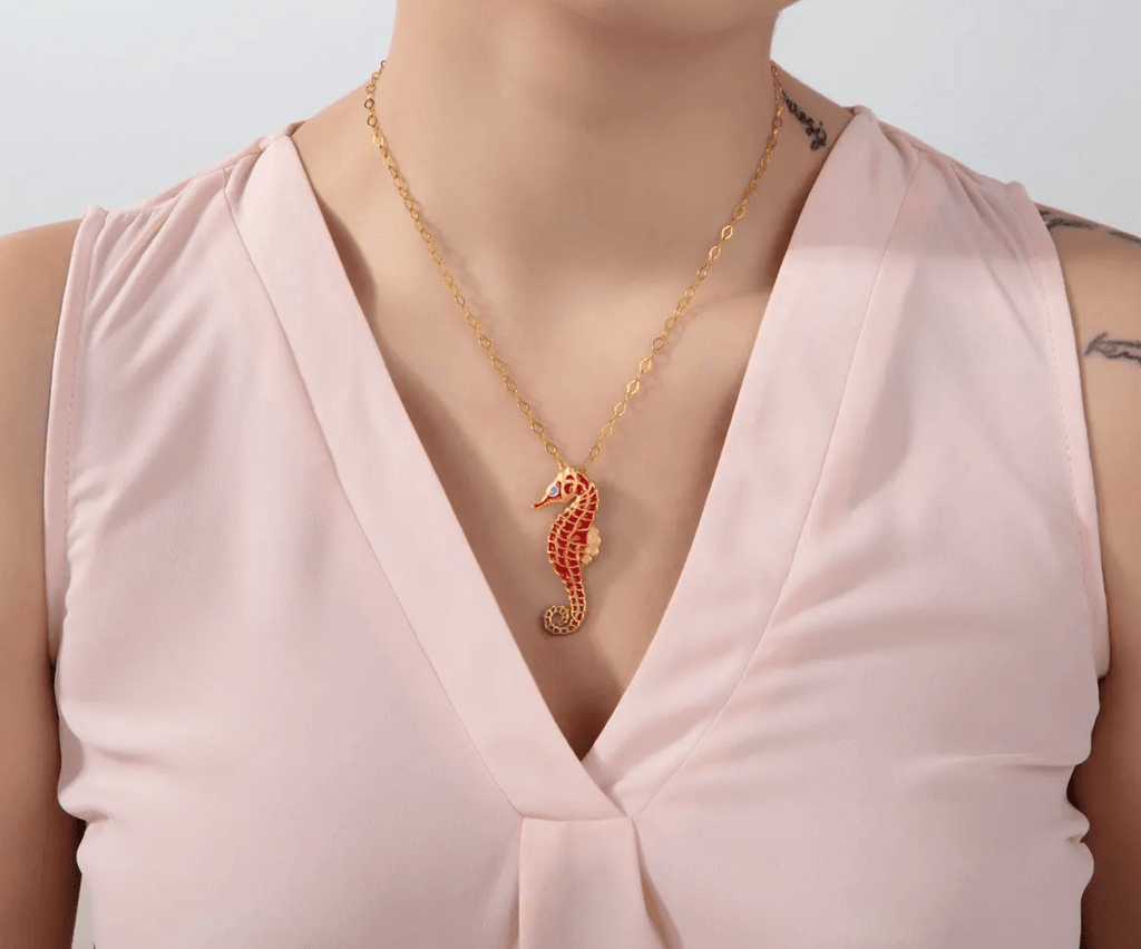 Milou Red Seahorse Necklace - Maison OrientMilou JewelryMaison OrientJewelry