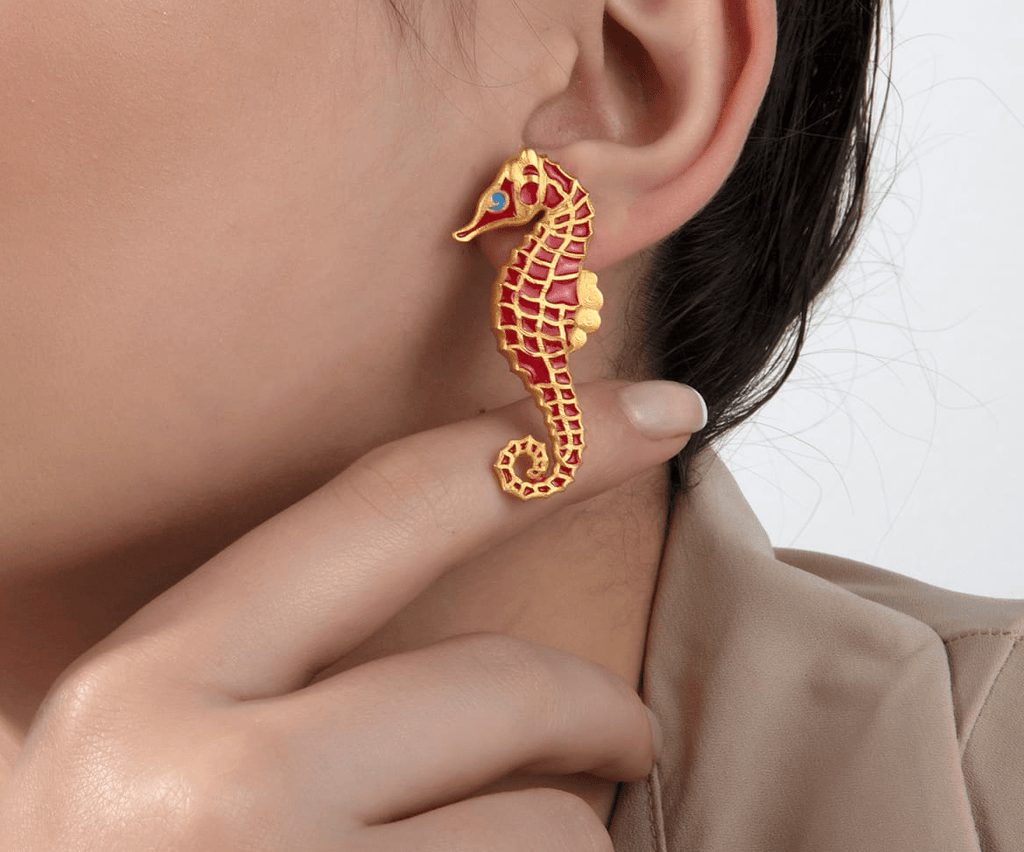 Milou Seahorse Earrings - Red - Maison OrientMilou JewelryMaison OrientJewelry