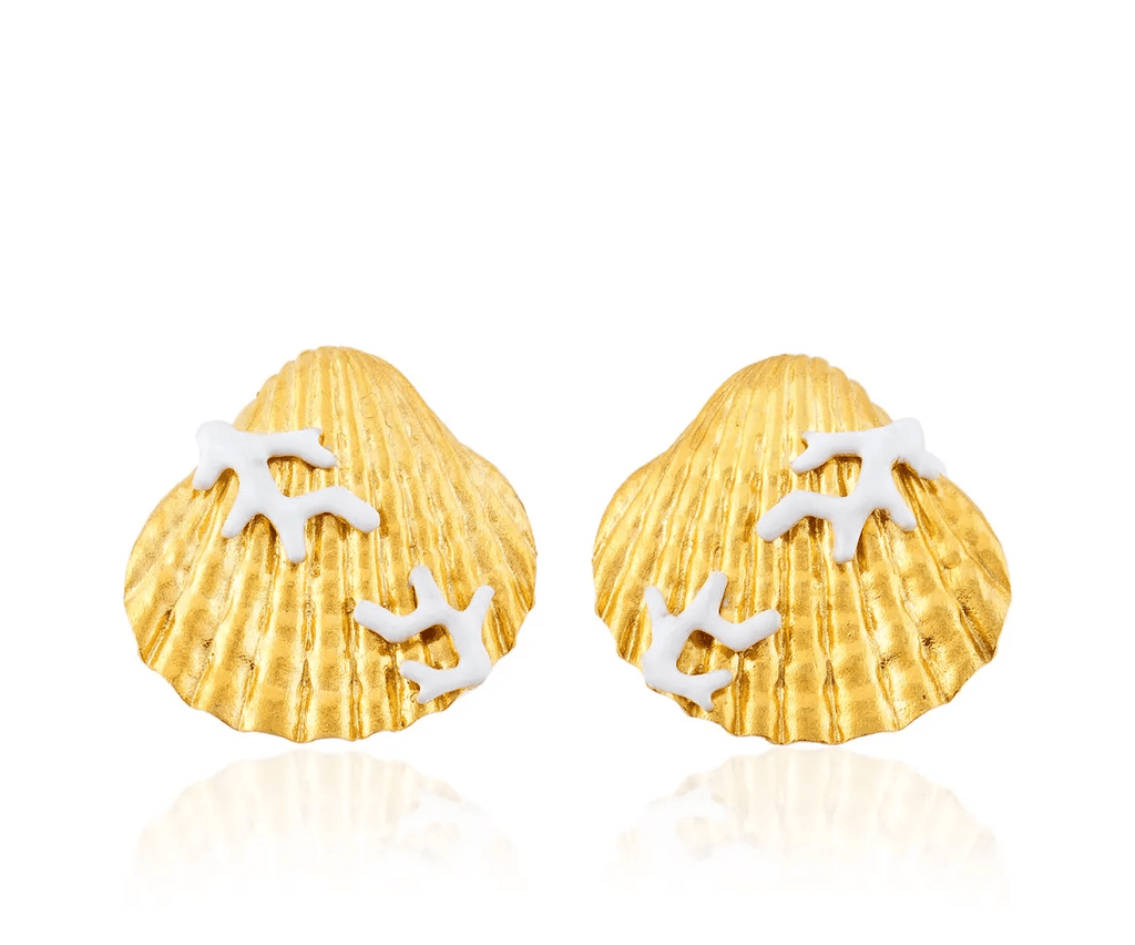 Milou Seashell Earrings With Coral White - Maison OrientMilou JewelryMaison OrientJewelry