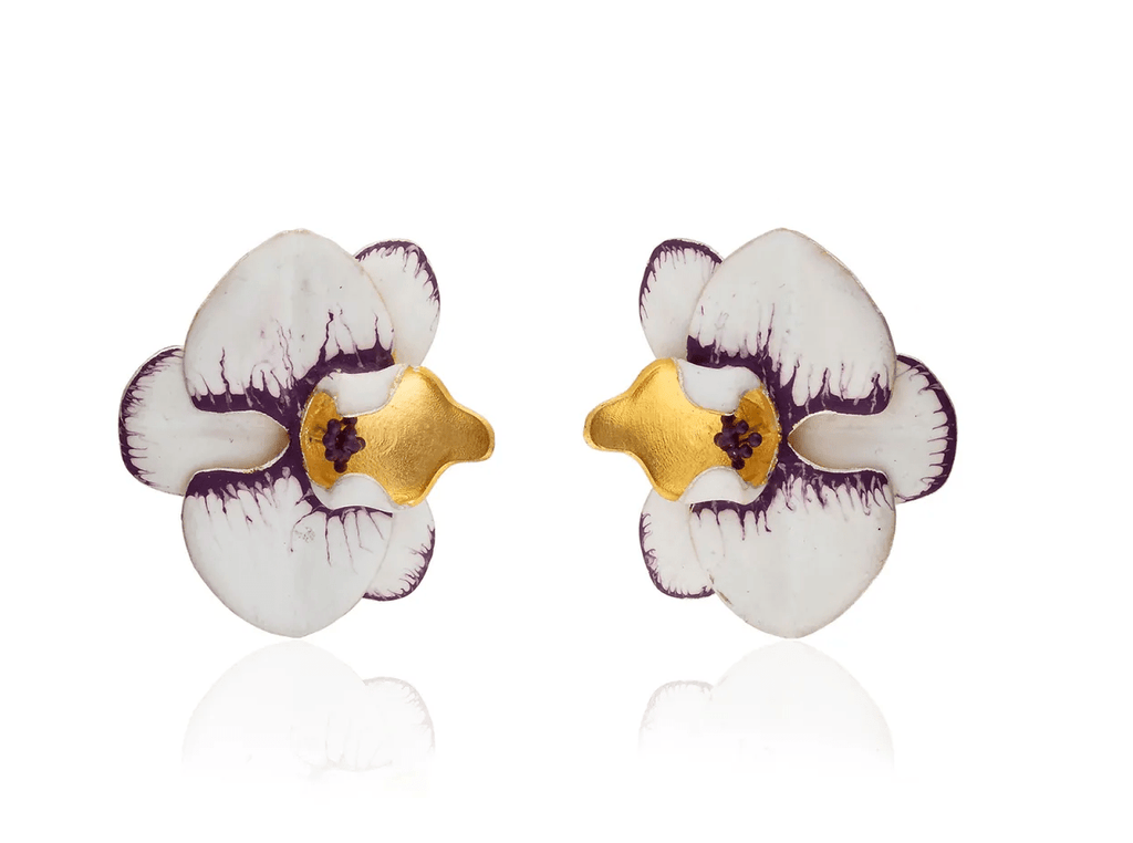 Milou White & Purple Orchid Flower Earrings - Maison OrientMilou JewelryMaison OrientJewelry