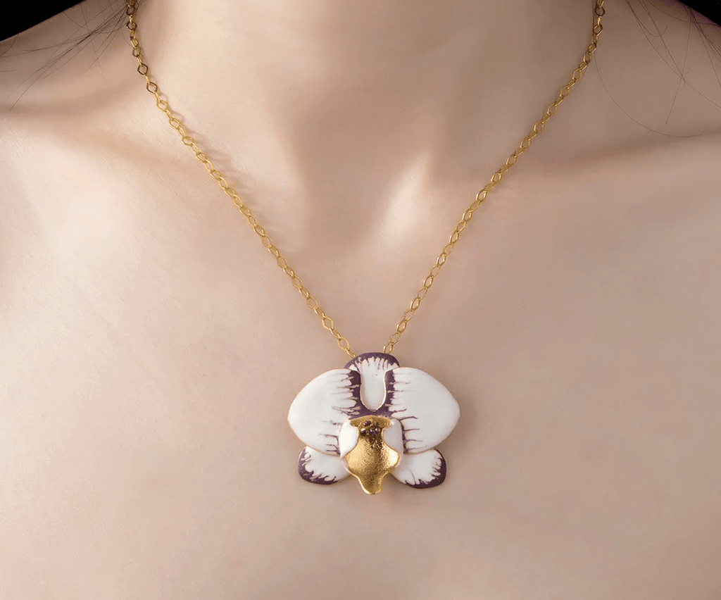 Milou White & Purple Orchid Flower Necklace - Maison OrientMilou JewelryMaison OrientJewelry