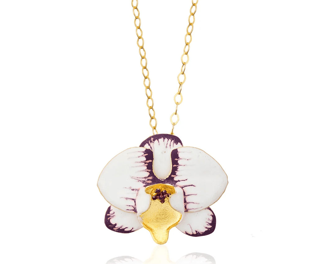 Milou White & Purple Orchid Flower Necklace - Maison OrientMilou JewelryMaison OrientJewelry