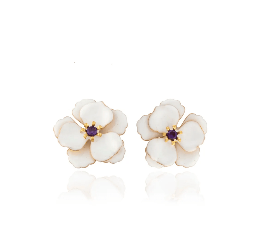 Milou White Viola Flower Earrings - Maison OrientMilou JewelryMaison OrientJewelry