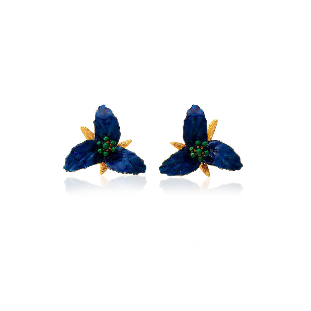 Navy Blue Lily Flower Earrings - Maison OrientMilou JewelryMaison OrientEarrings