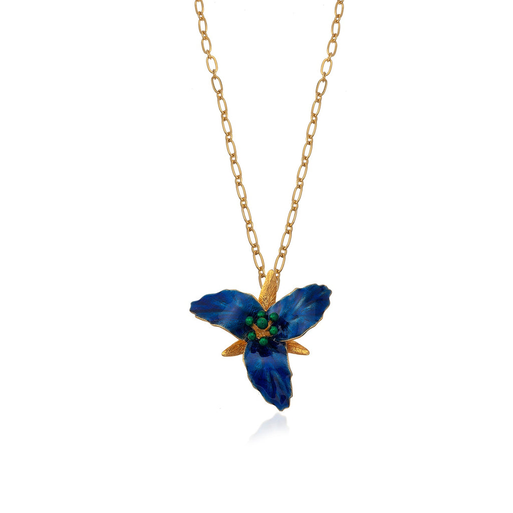 Navy Blue Lily Flower Necklace - Maison OrientMilou JewelryMaison OrientNecklaces