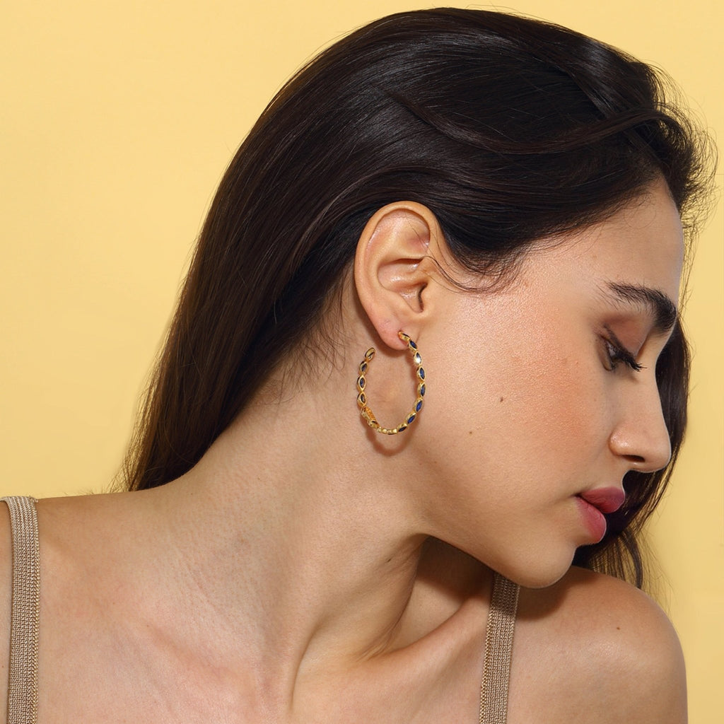 Nenet Hoop Earrings - Dark Blue - Maison OrientMaison SoulaMaison OrientEarrings