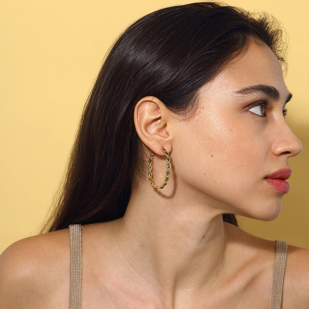 Nenet Hoop Earrings - Emerald Green - Maison OrientMaison SoulaMaison OrientEarrings