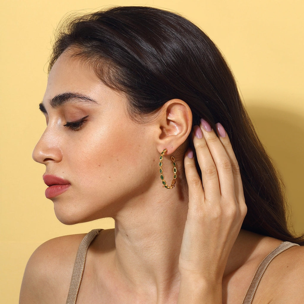 Nenet Hoop Earrings - Emerald Green - Maison OrientMaison SoulaMaison OrientEarrings