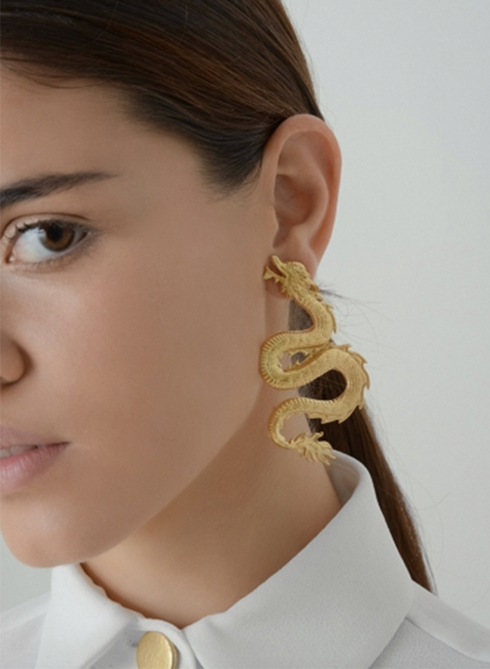 Small Dragon Earrings | Maison Orient