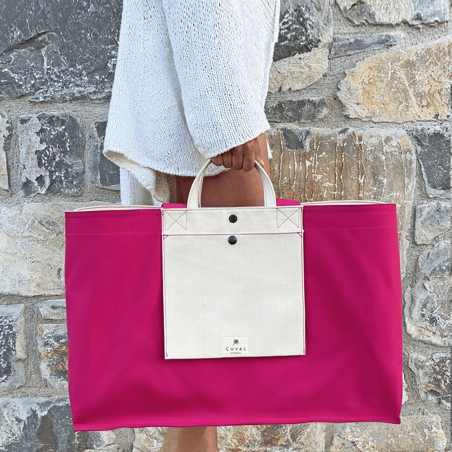 No. 206 Xxlarge Tote Raspberry (Reversible) - Maison OrientCuvalMaison OrientTote Bags