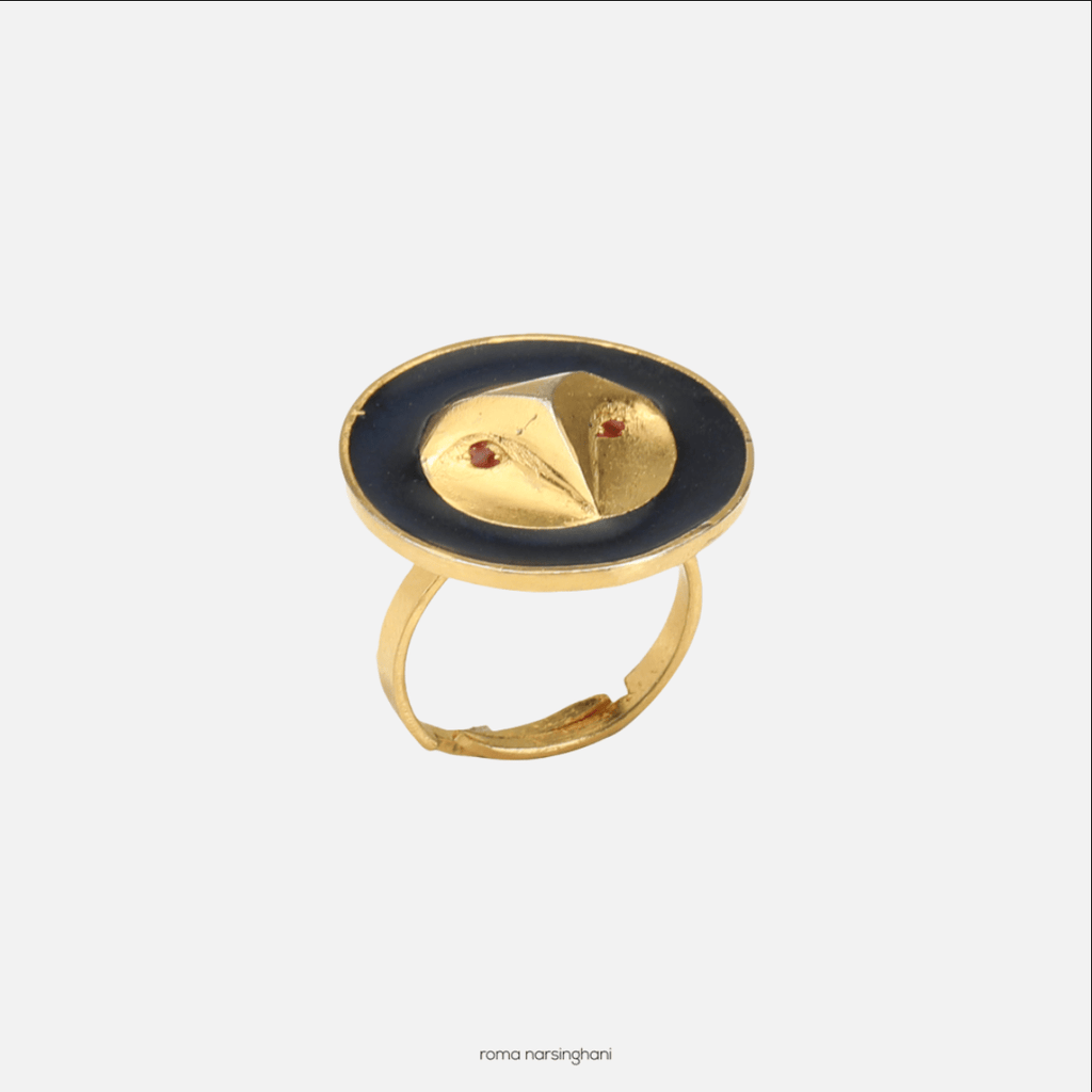 Owl Ring In Gold , Blue Enamel - Maison OrientRoma NarsinghaniMaison OrientRings