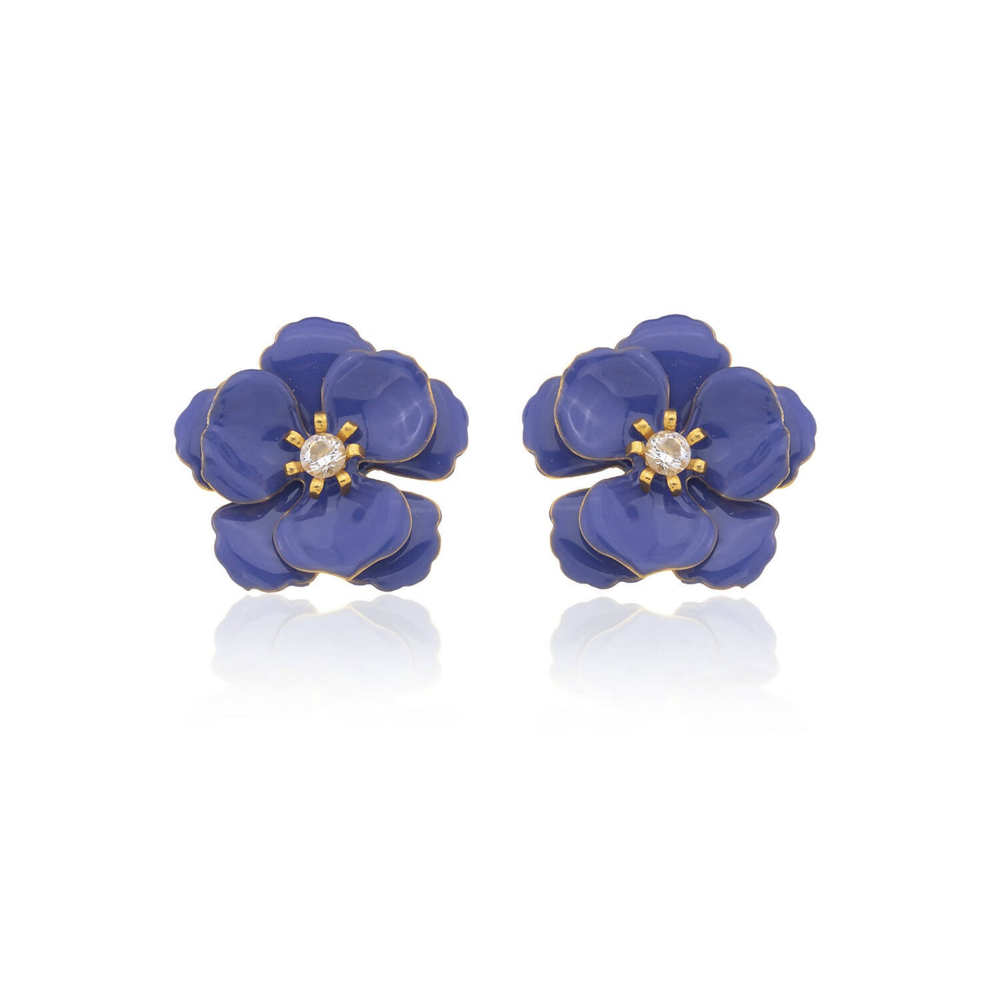 Milou Light Blue & White Viola Flower Earrings