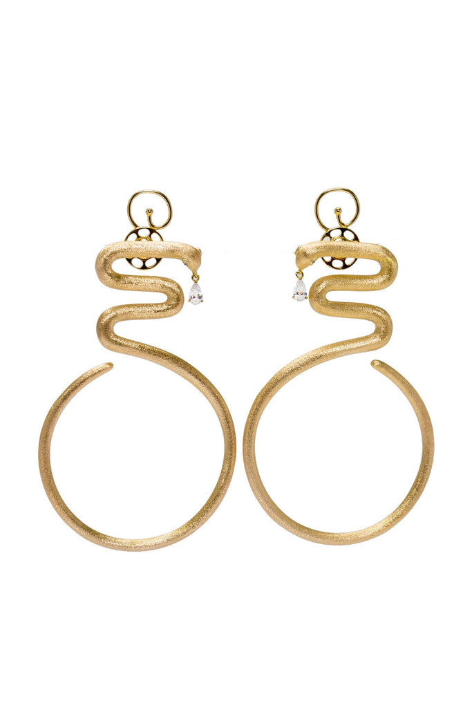 Ammanii Fierce Snake Vermeil Gold Statement Earrings | Maison Orient