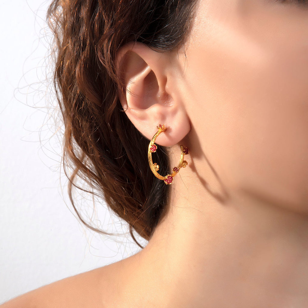 Red Flower Hoop Earrings - Maison OrientMilou JewelryMaison OrientEarrings