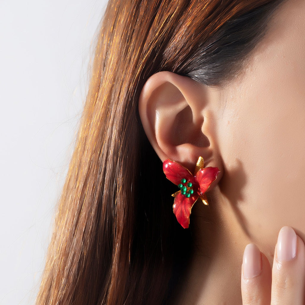 Red Lily Flower Earrings - Maison OrientMilou JewelryMaison OrientEarrings