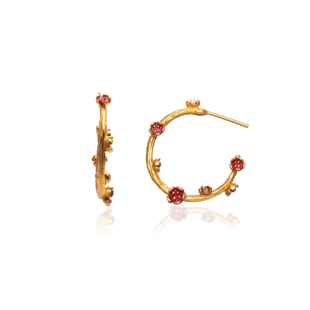Red Flower Hoop Earrings | Maison Orient