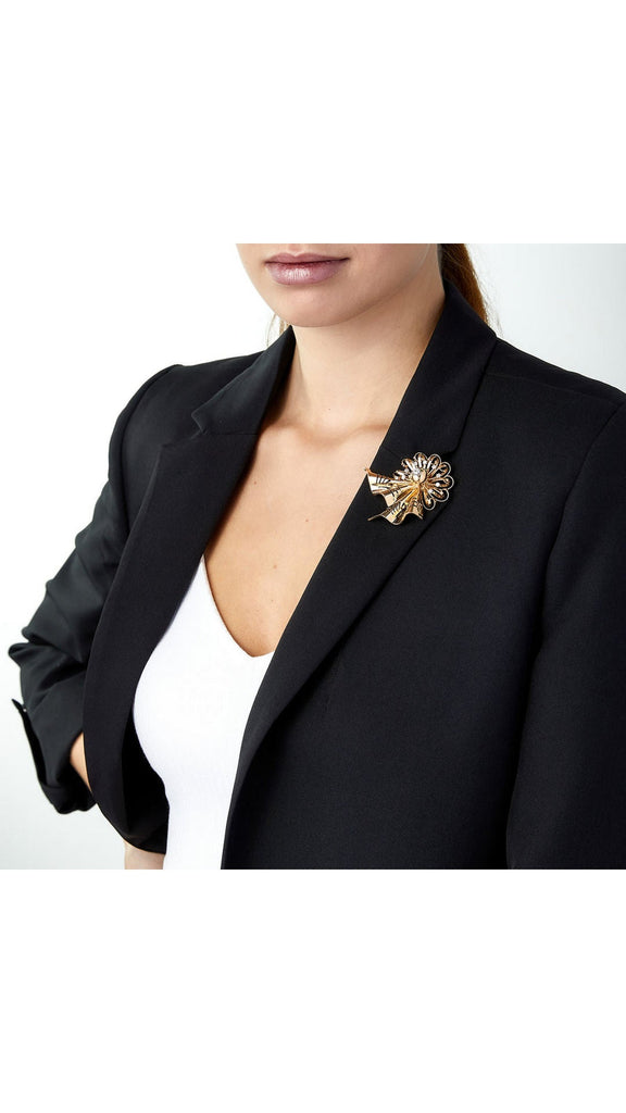 Retro Portuguese Diamond Double Clip Brooch - Maison OrientYazJewelsMaison OrientBrooches