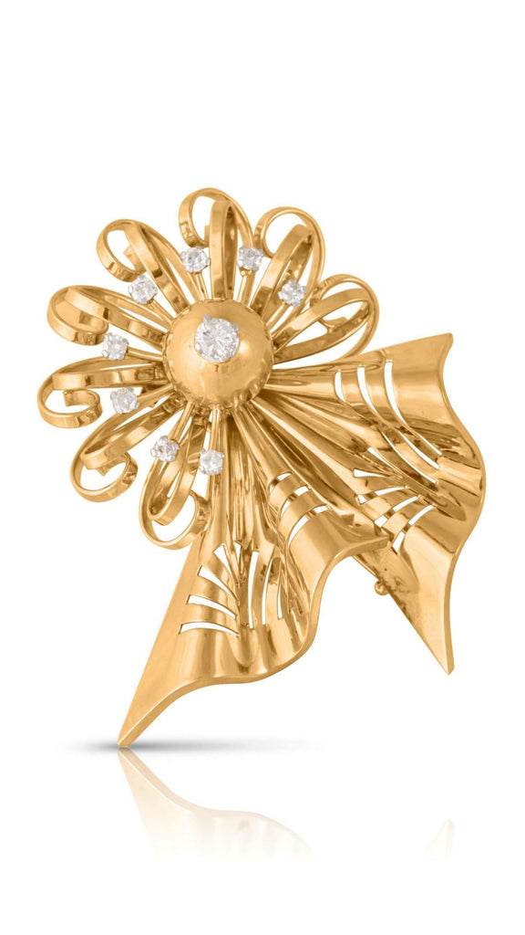 Retro Portuguese Diamond Double Clip Brooch - Maison OrientYazJewelsMaison OrientBrooches