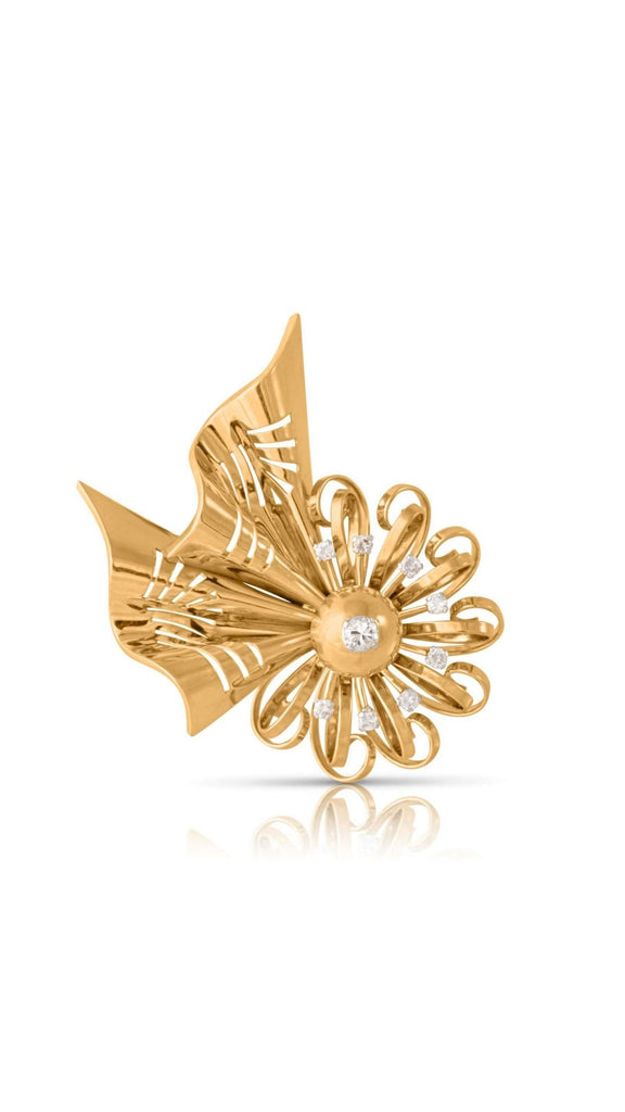Retro Portuguese Diamond Double Clip Brooch - Maison OrientYazJewelsMaison OrientBrooches