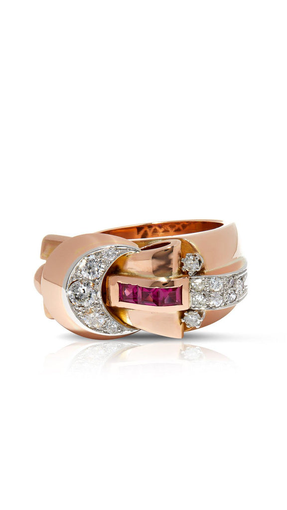 Retro Tank Diamond And Ruby Ring - Maison OrientYazJewelsMaison OrientRings