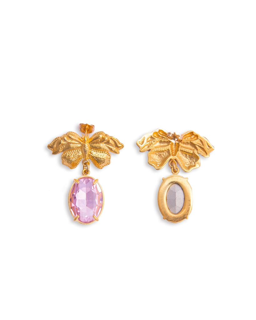 Small Butterfly Earrings With Pink Stones - Maison OrientNatia X LakoMaison OrientEarrings