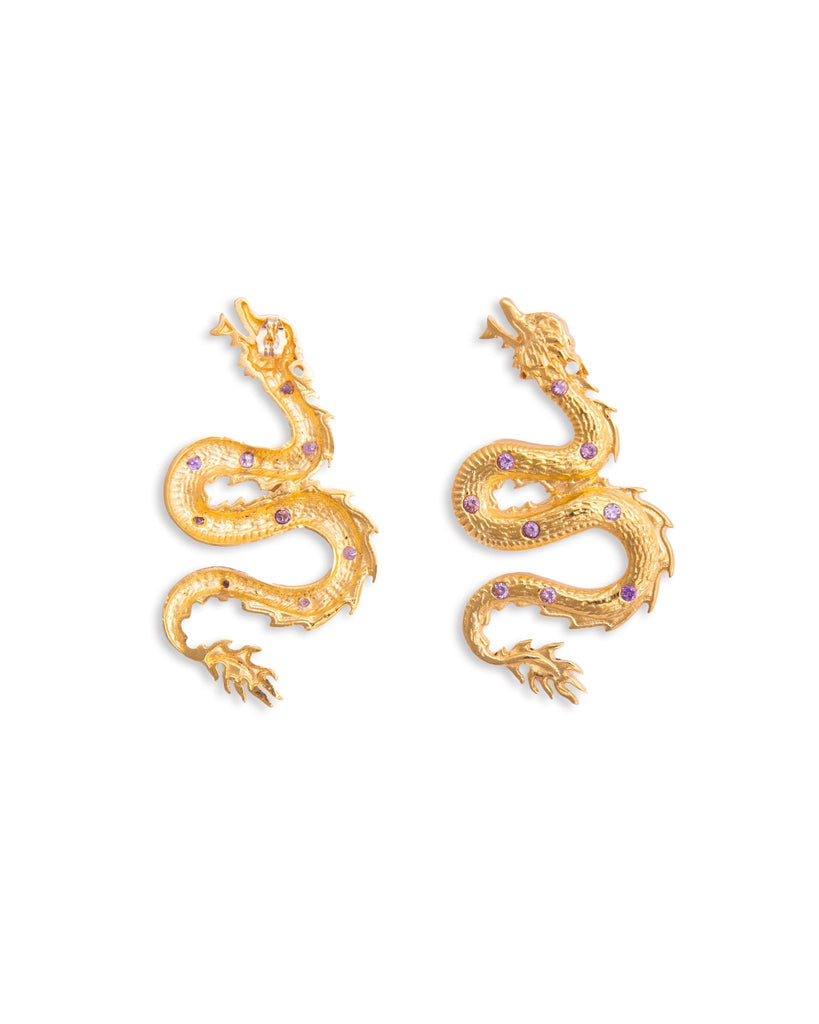Small Dragon Earrings With Purple Stones - Maison OrientNatia X LakoMaison OrientEarrings
