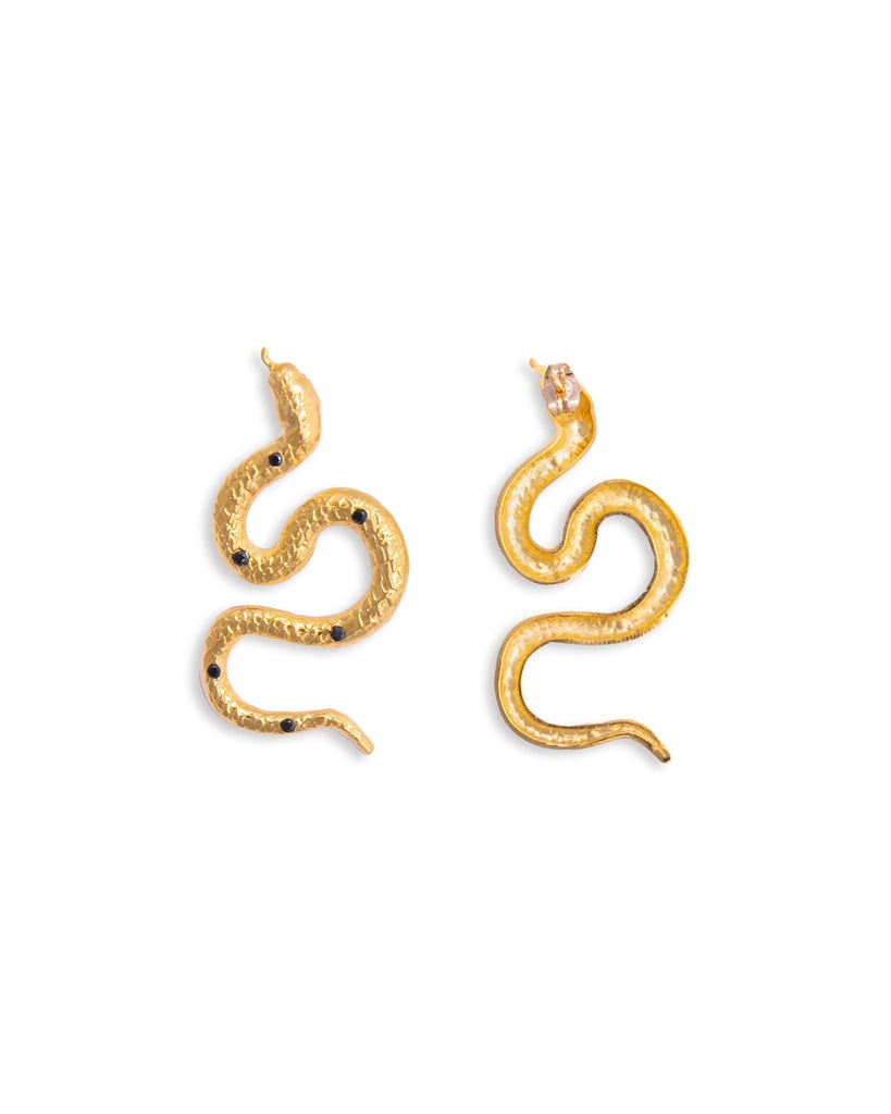 Small Snake Earrings With Black Stones - Maison OrientNatia X LakoMaison OrientEarrings
