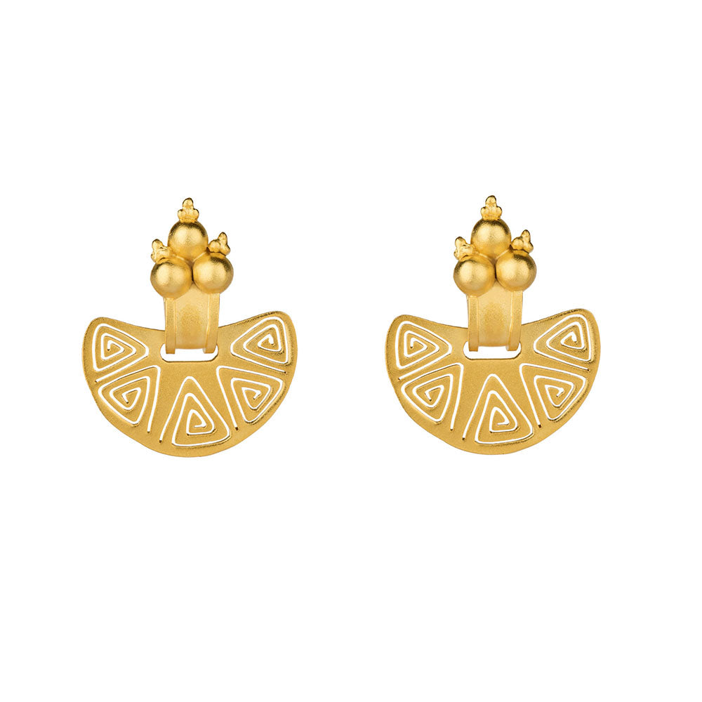 JUDE BENHALIM Sulla Luna Earrings These handcrafted earrings are made of brass dipped in 18K gold with a matte finish