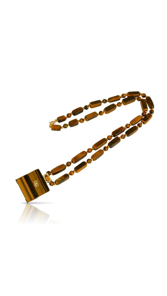 Tiger Eye And Gold Articulated Portrait Necklace - Maison OrientYazJewelsMaison OrientNecklaces