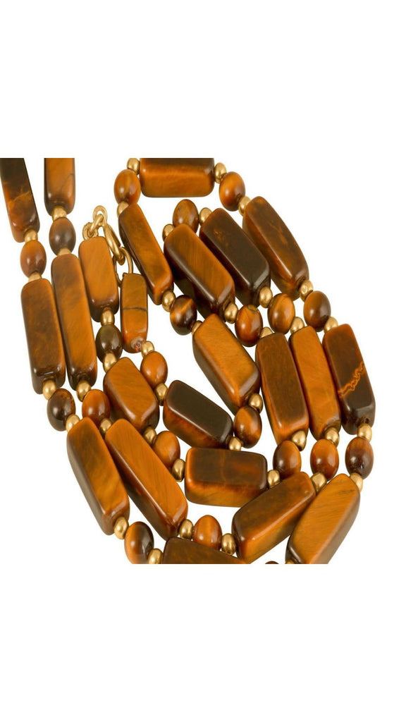 Tiger Eye And Gold Articulated Portrait Necklace - Maison OrientYazJewelsMaison OrientNecklaces