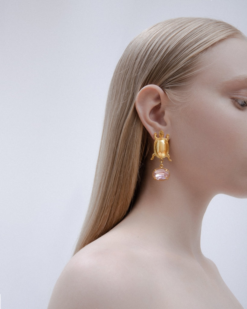 Turtle Earrings With Pink Stones - Maison OrientNatia X LakoMaison OrientEarrings